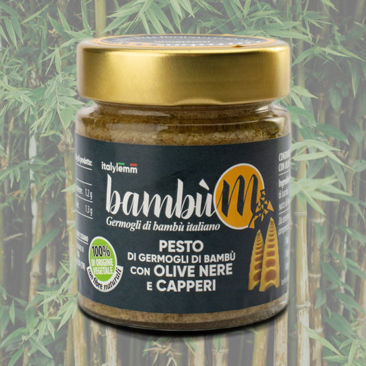 Pesto di Germogli di Bambù con olive nere e capperi – 140g