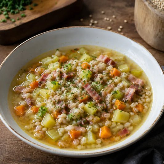 Südtiroler Gerstensuppe mit Speck und Gemüse